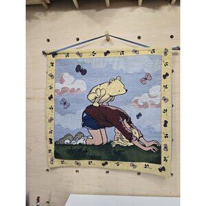 Vintage Disney Winnie The Pooh Tapestry Wall Hanging Nursery Art Baby Shower